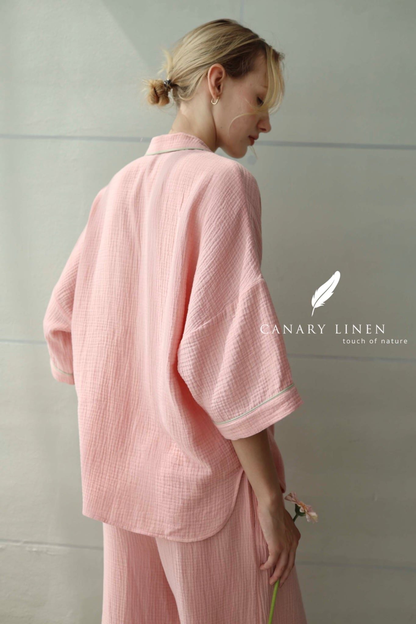  Calma Set - Hồng dâu viền xanh 