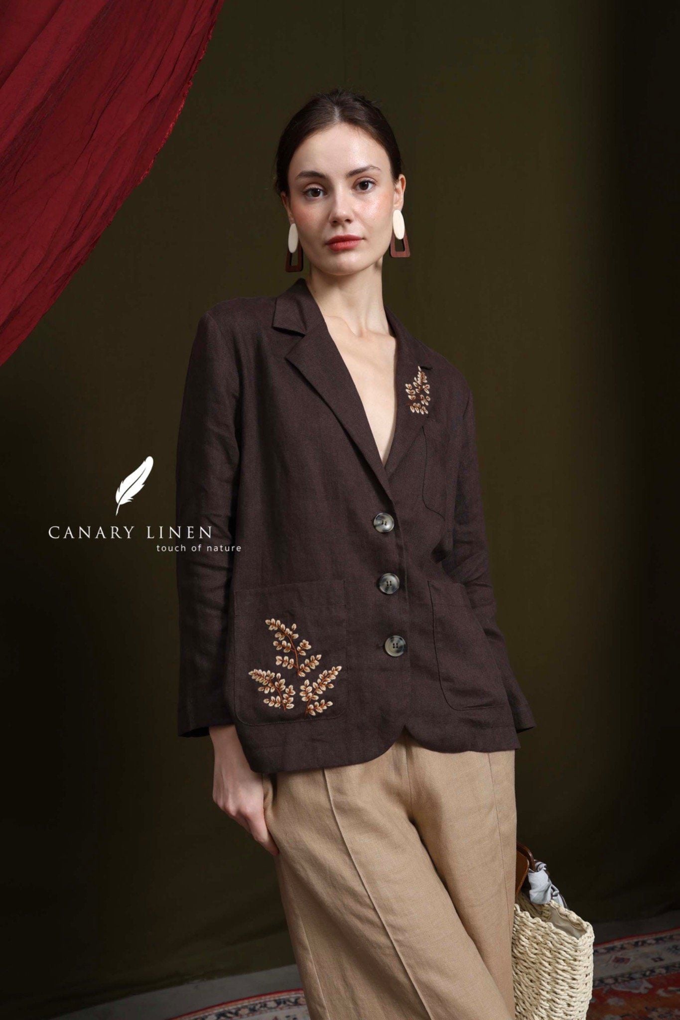  Leafin Blazer - Nâu choco 