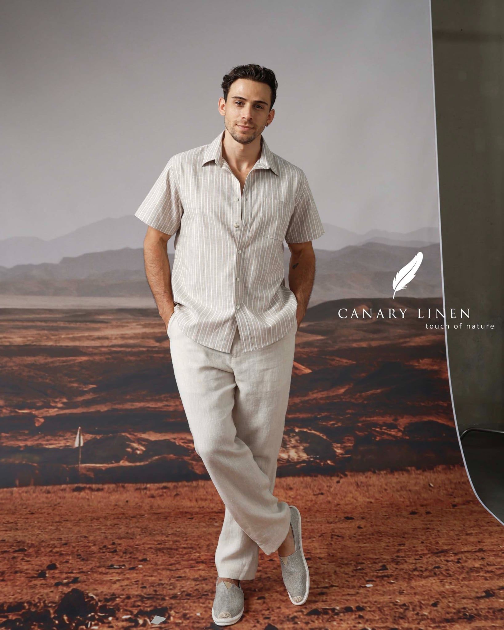  SharpLine Shirt - Nâu sọc mảnh 
