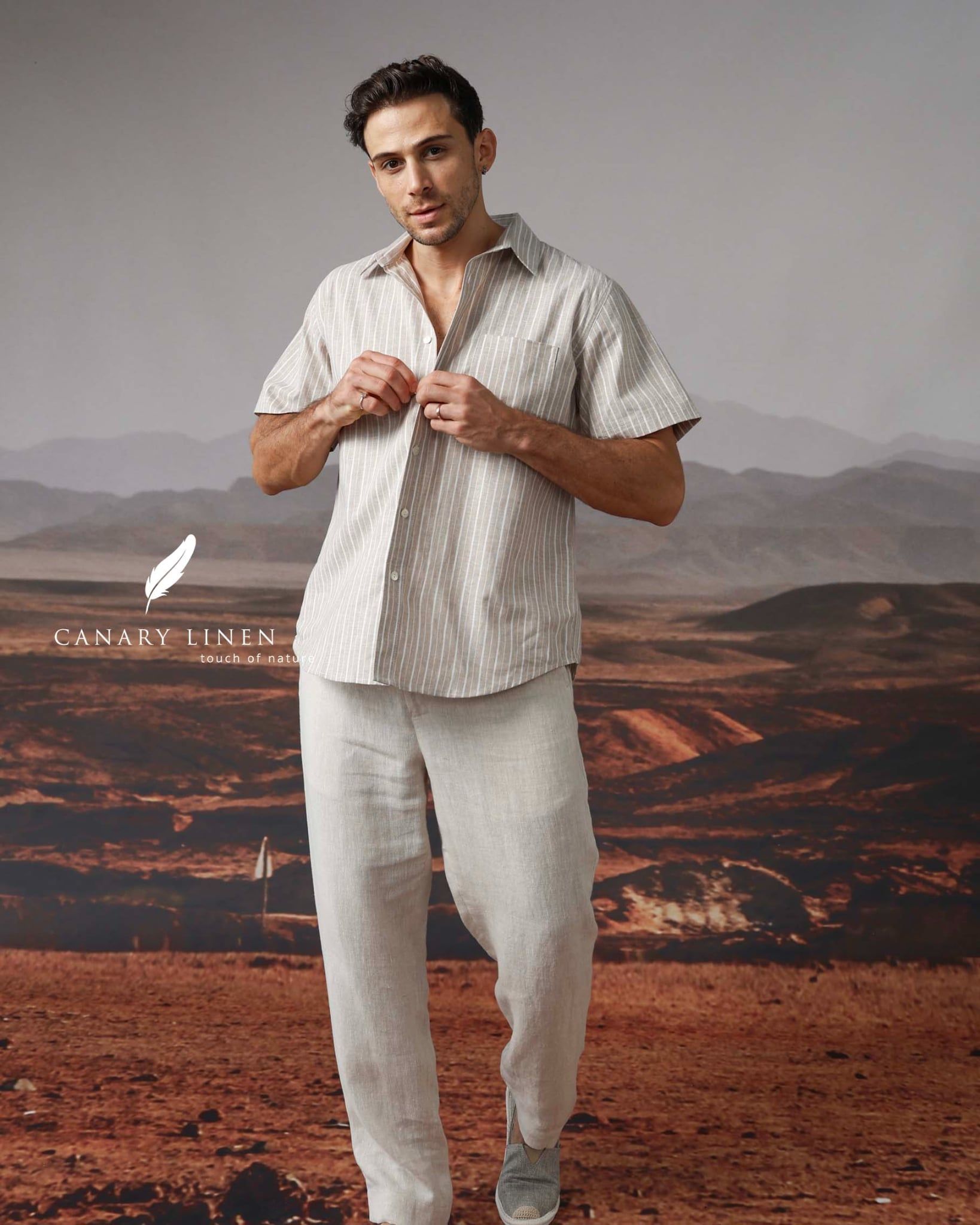  SharpLine Shirt - Nâu sọc mảnh 