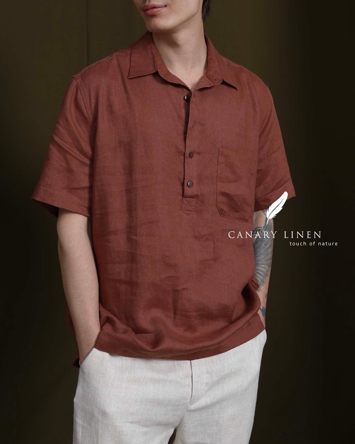  Short-Sleeve Polo Shirt - Nâu đỏ 