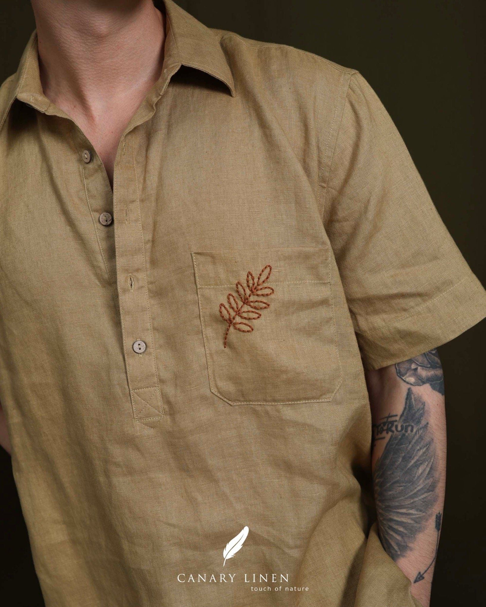  Short-Sleeve Polo Shirt - Xanh olive 