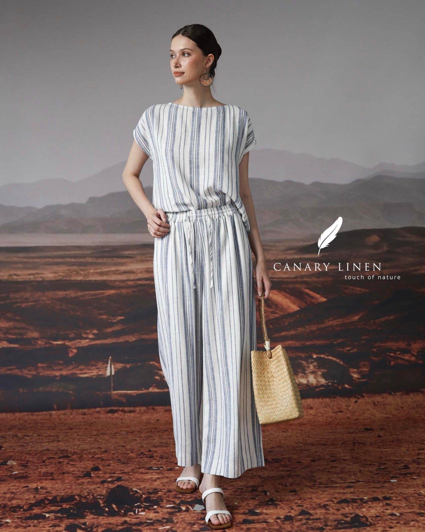  Sal Pants - Sọc navy nhạt 