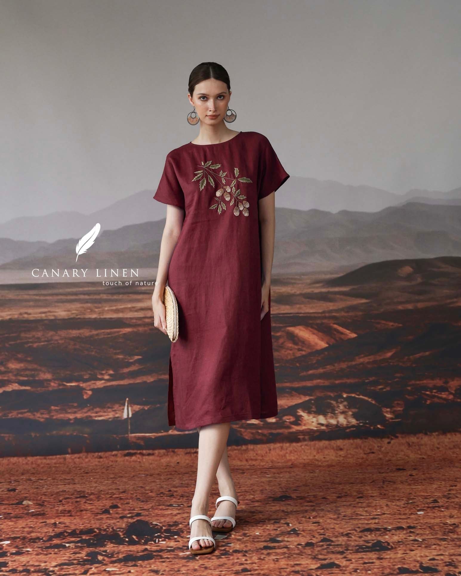  Mori Dress - Đỏ mận 
