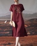  Mori Dress - Đỏ mận 