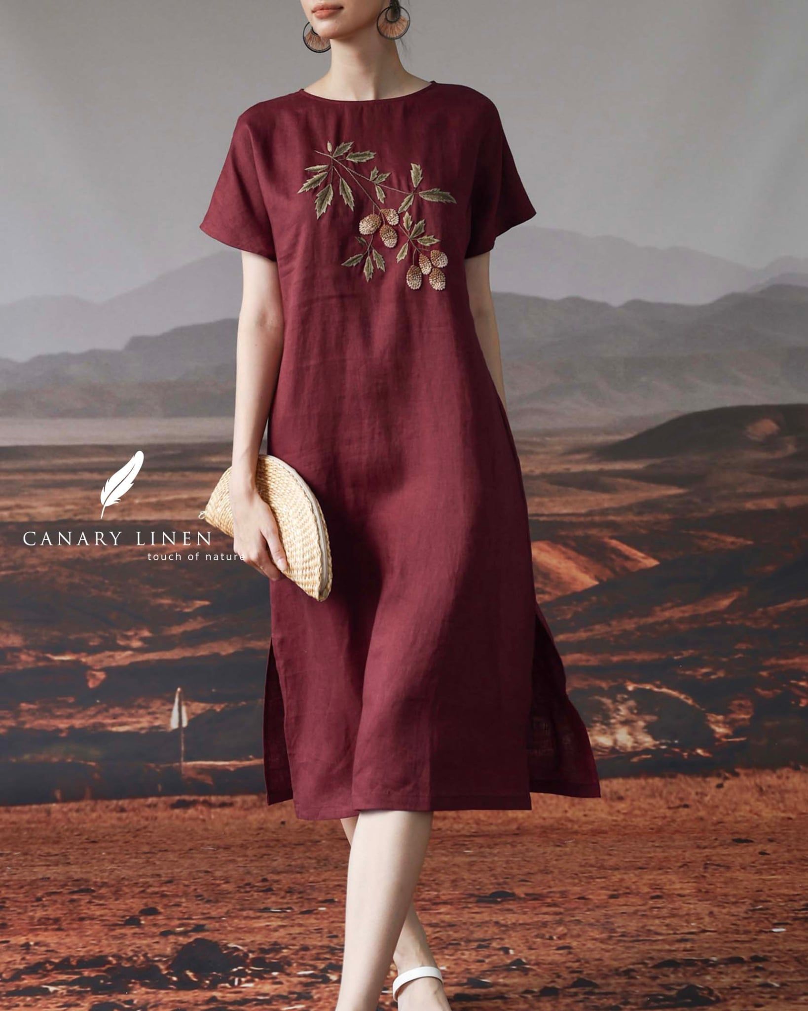  Mori Dress - Đỏ mận 