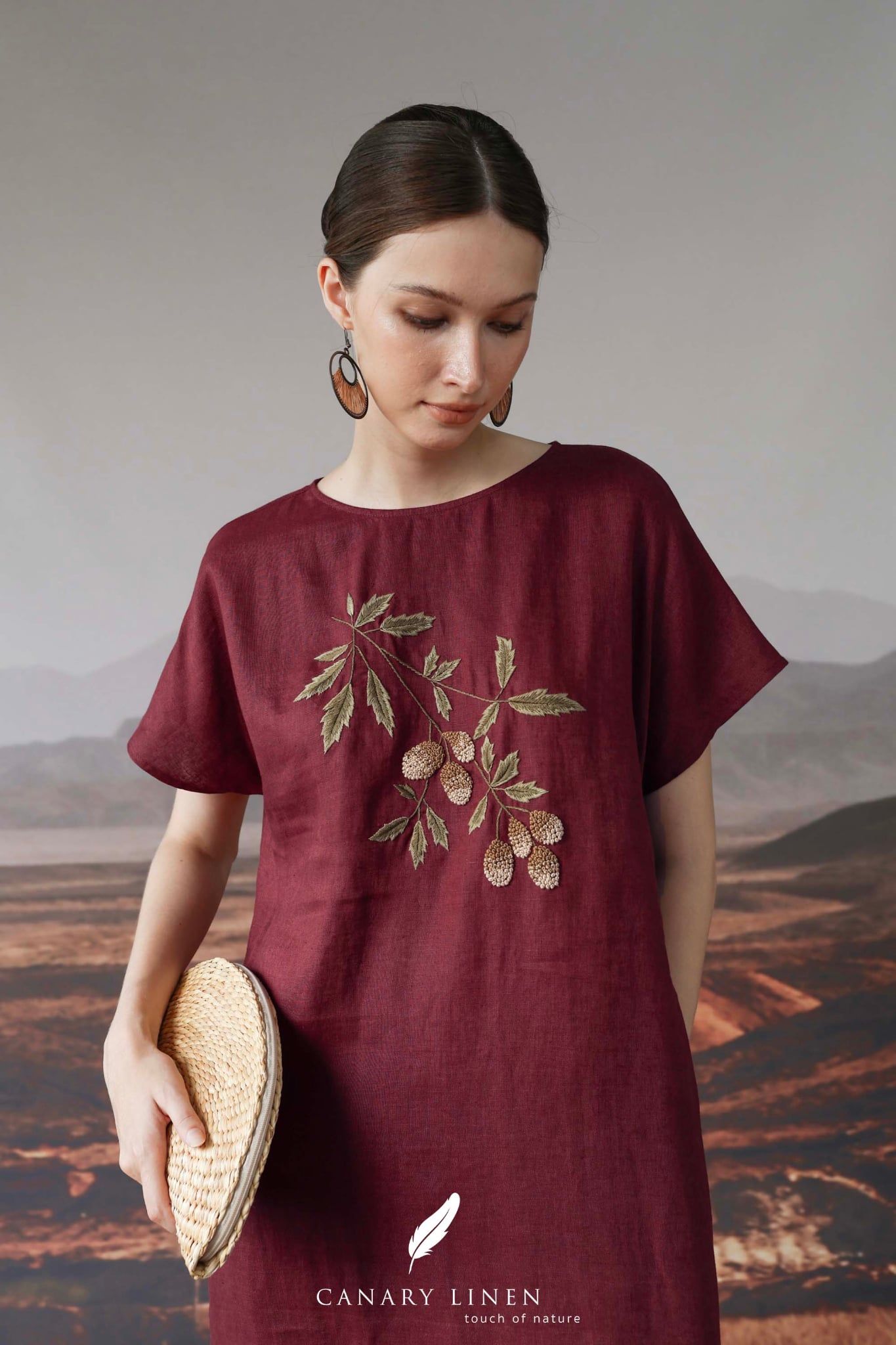  Mori Dress - Đỏ mận 