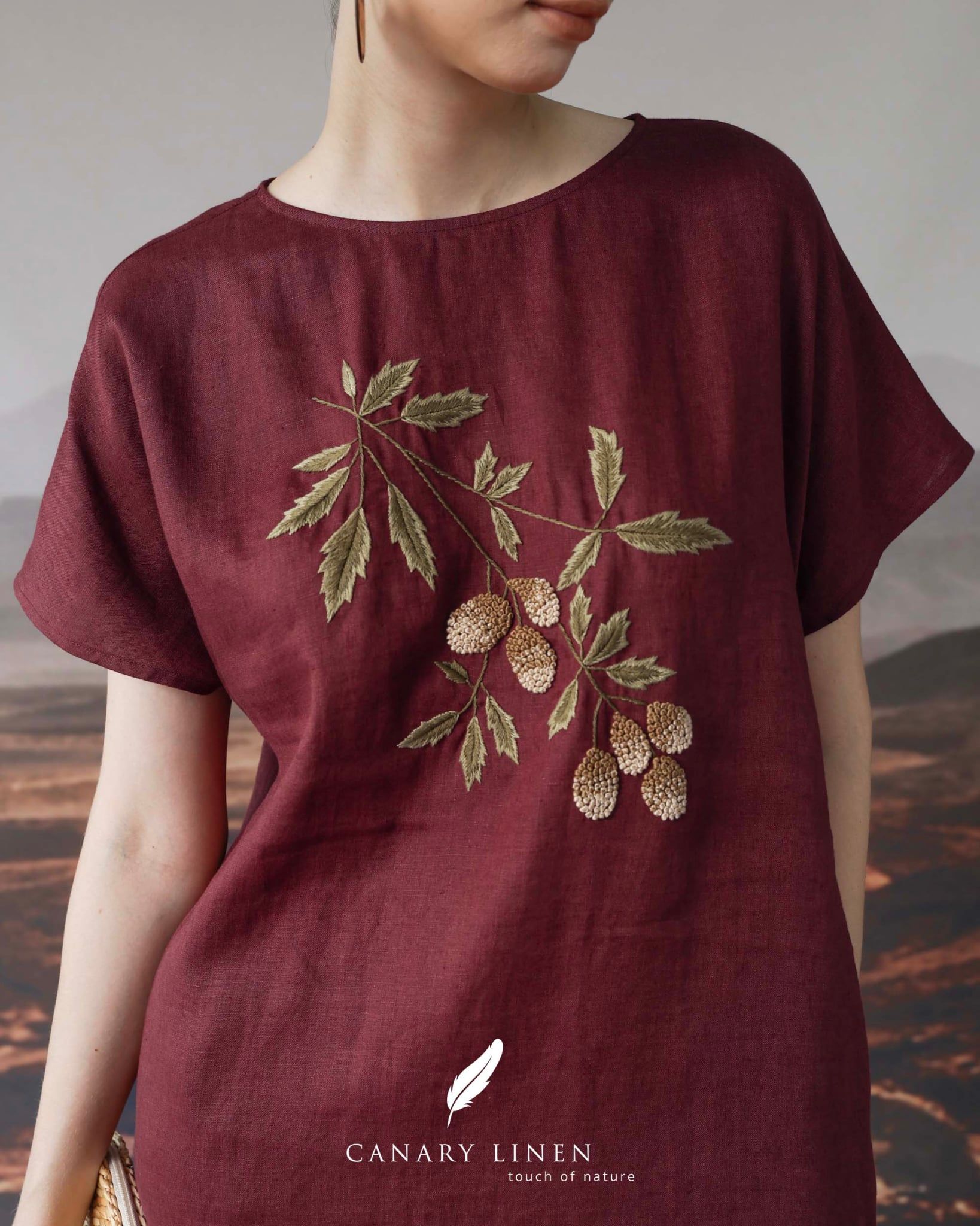  Mori Dress - Đỏ mận 