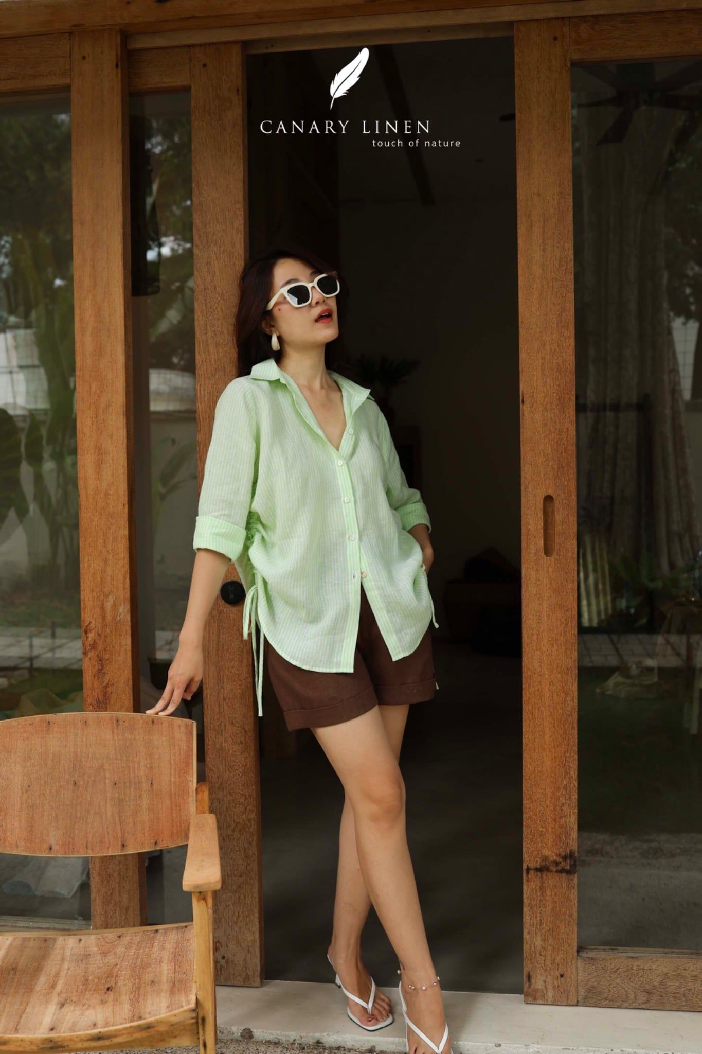  Ruxa Shirt - Sọc xanh lá 
