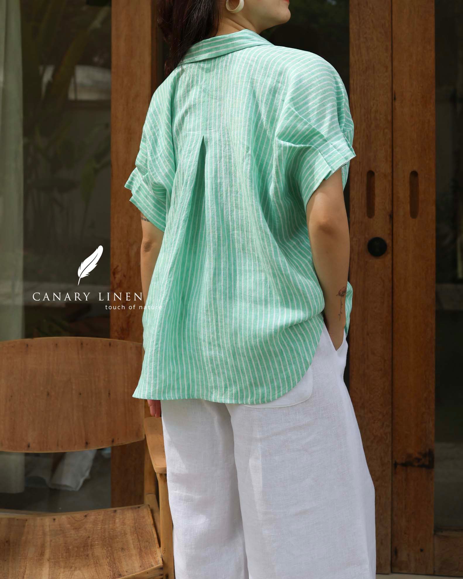  Eryn Shirt - Sọc xanh mint 