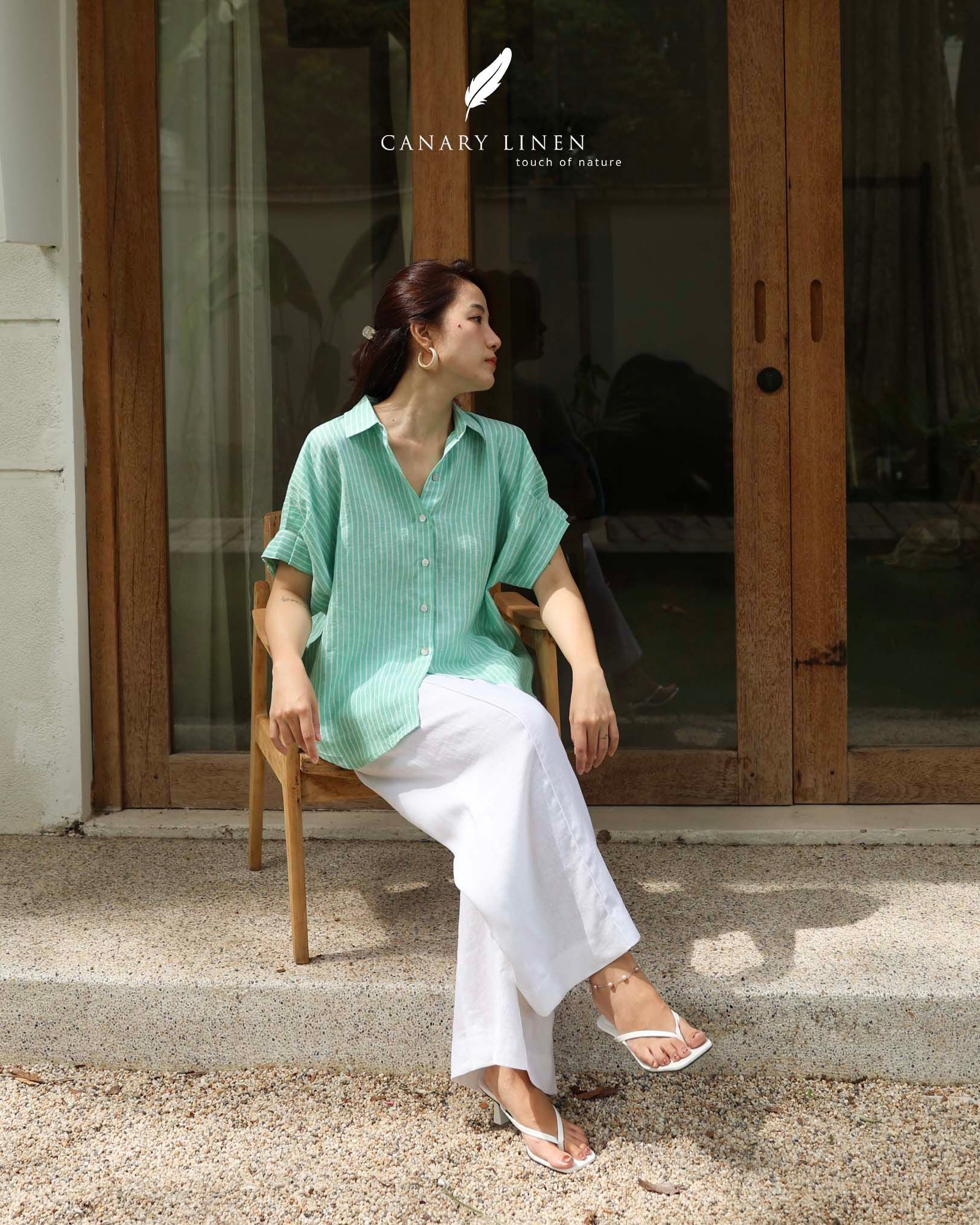  Eryn Shirt - Sọc xanh mint 