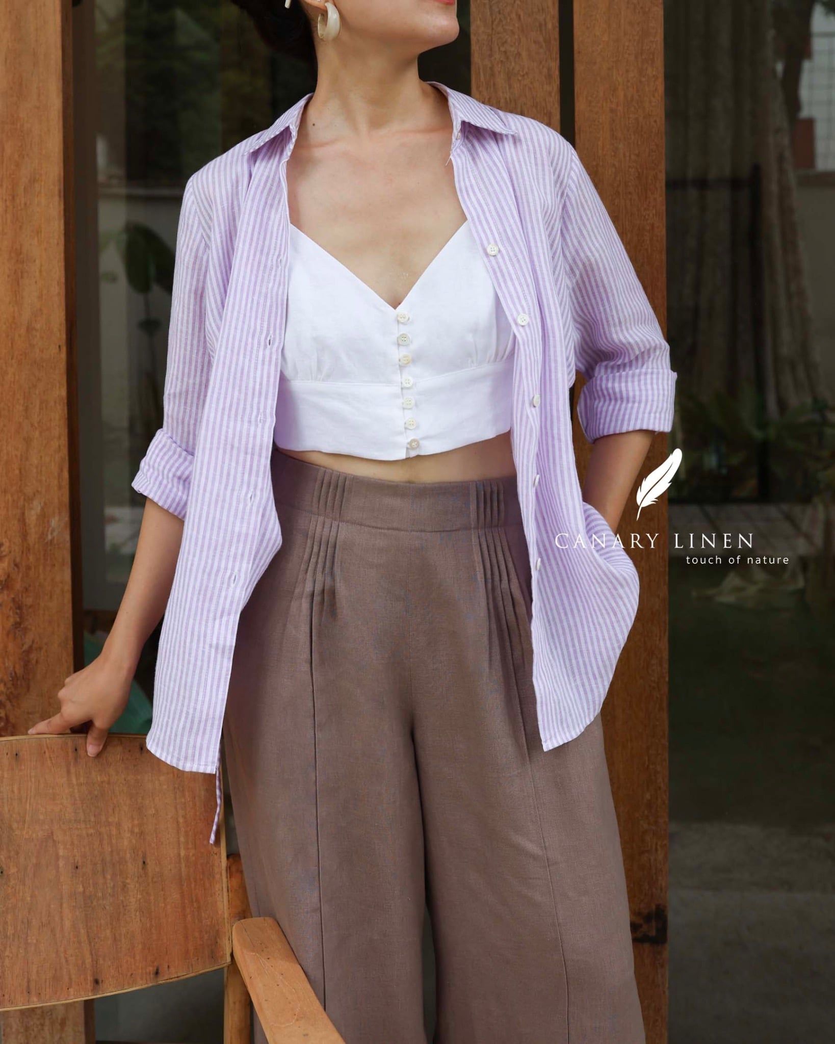  Ruxa Shirt - Sọc Tím 