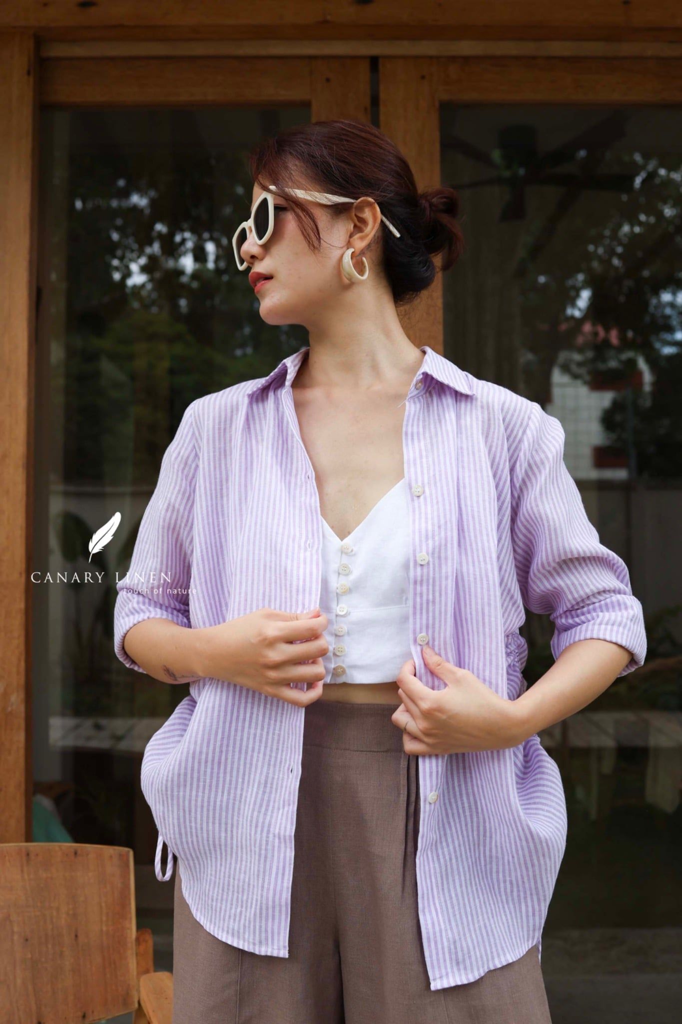  Ruxa Shirt - Sọc Tím 