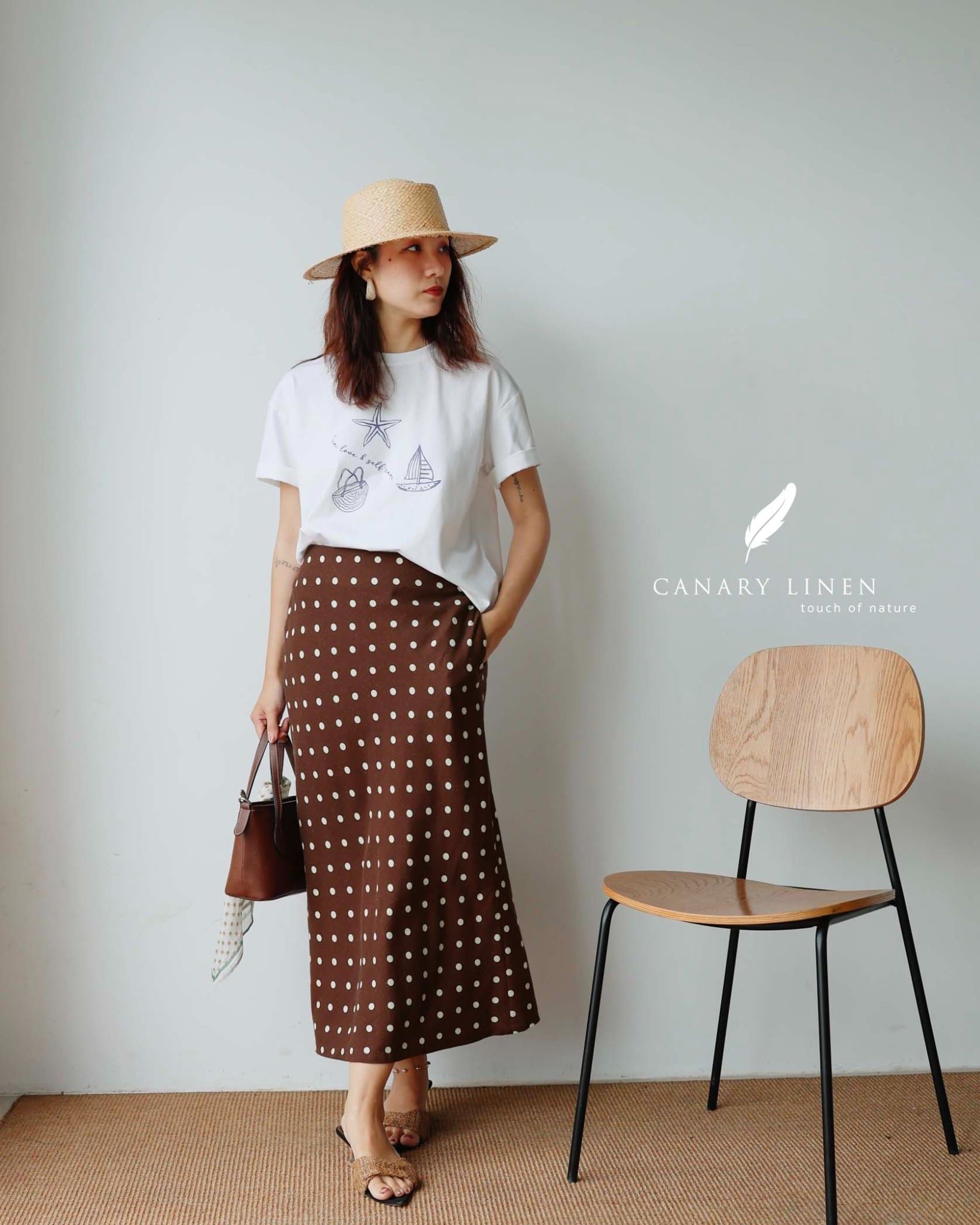  Mie Skirt - Nâu chấm bi 