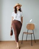  Mie Skirt - Nâu chấm bi 