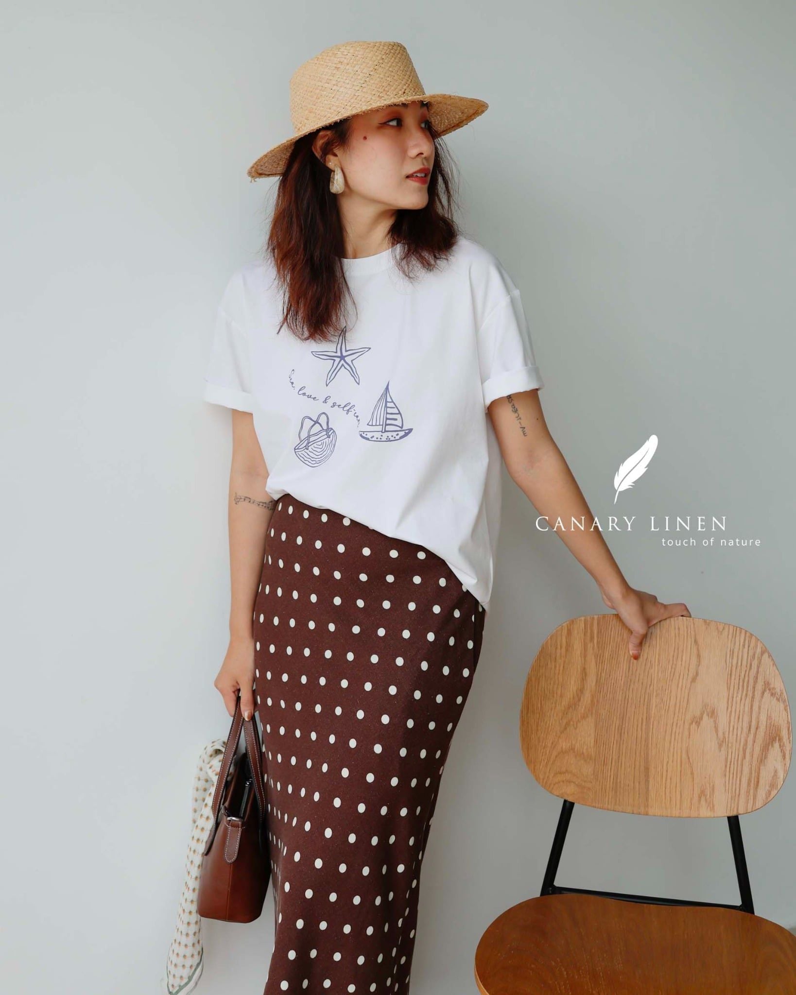  Mie Skirt - Nâu chấm bi 