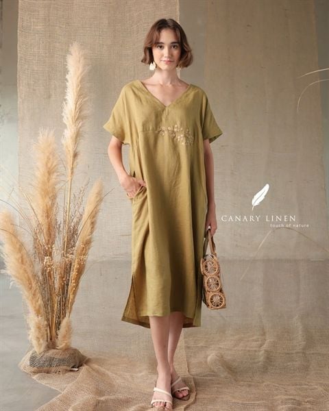  Leafa Dress - Xanh olive 