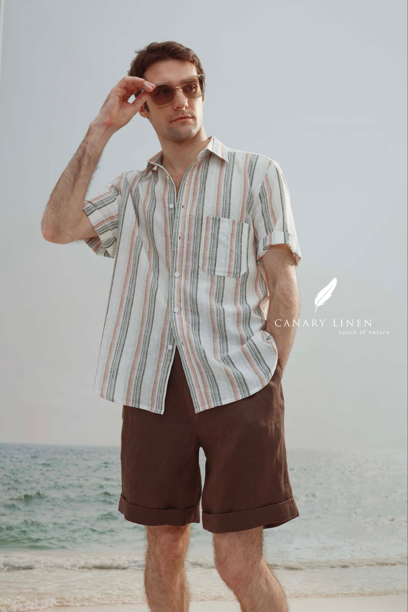  SharpLine Shirt - Sọc hồng xanh 