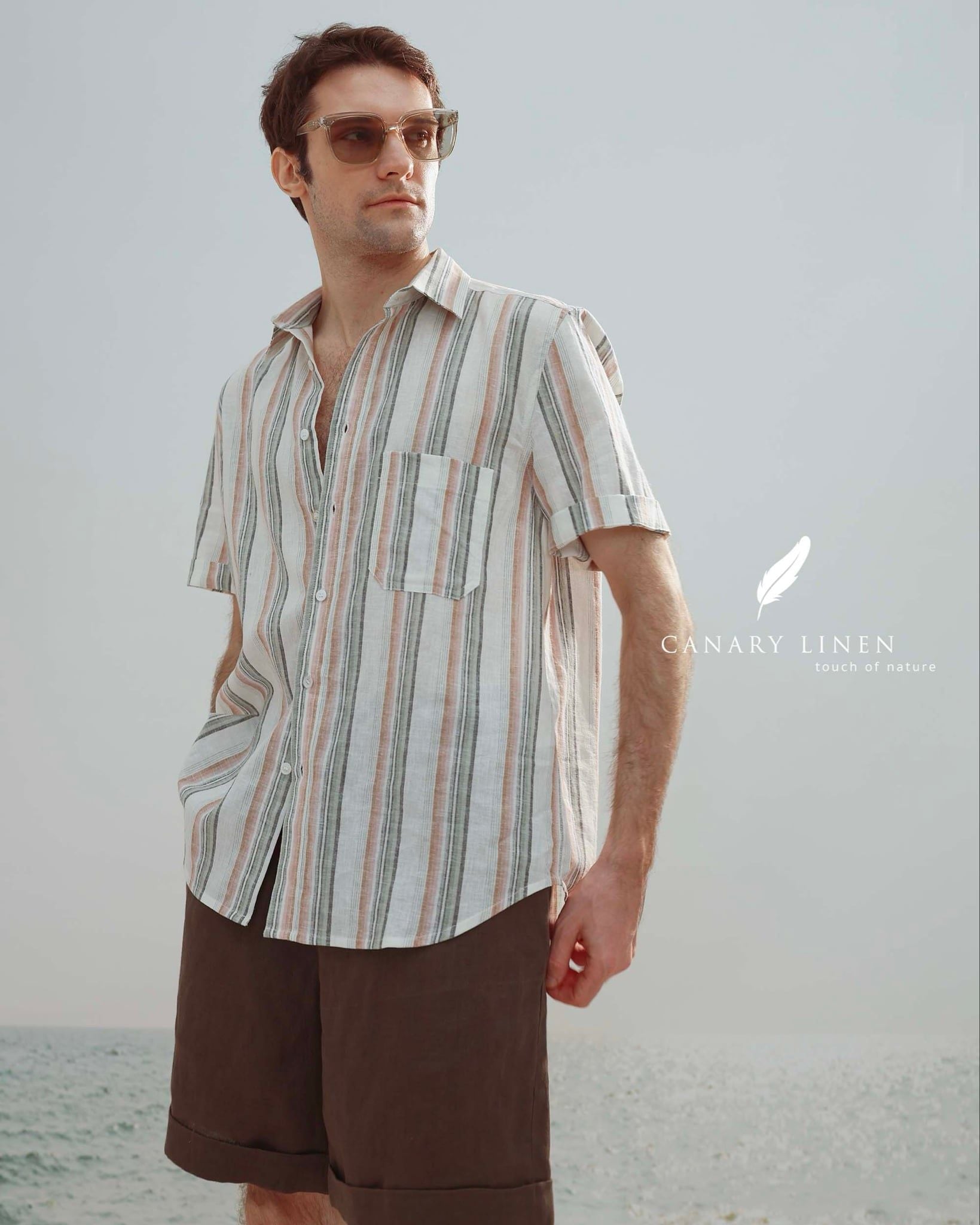  SharpLine Shirt - Sọc hồng xanh 