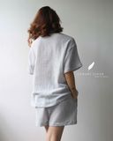  Vera Set - Sọc xám viền xanh indigo 