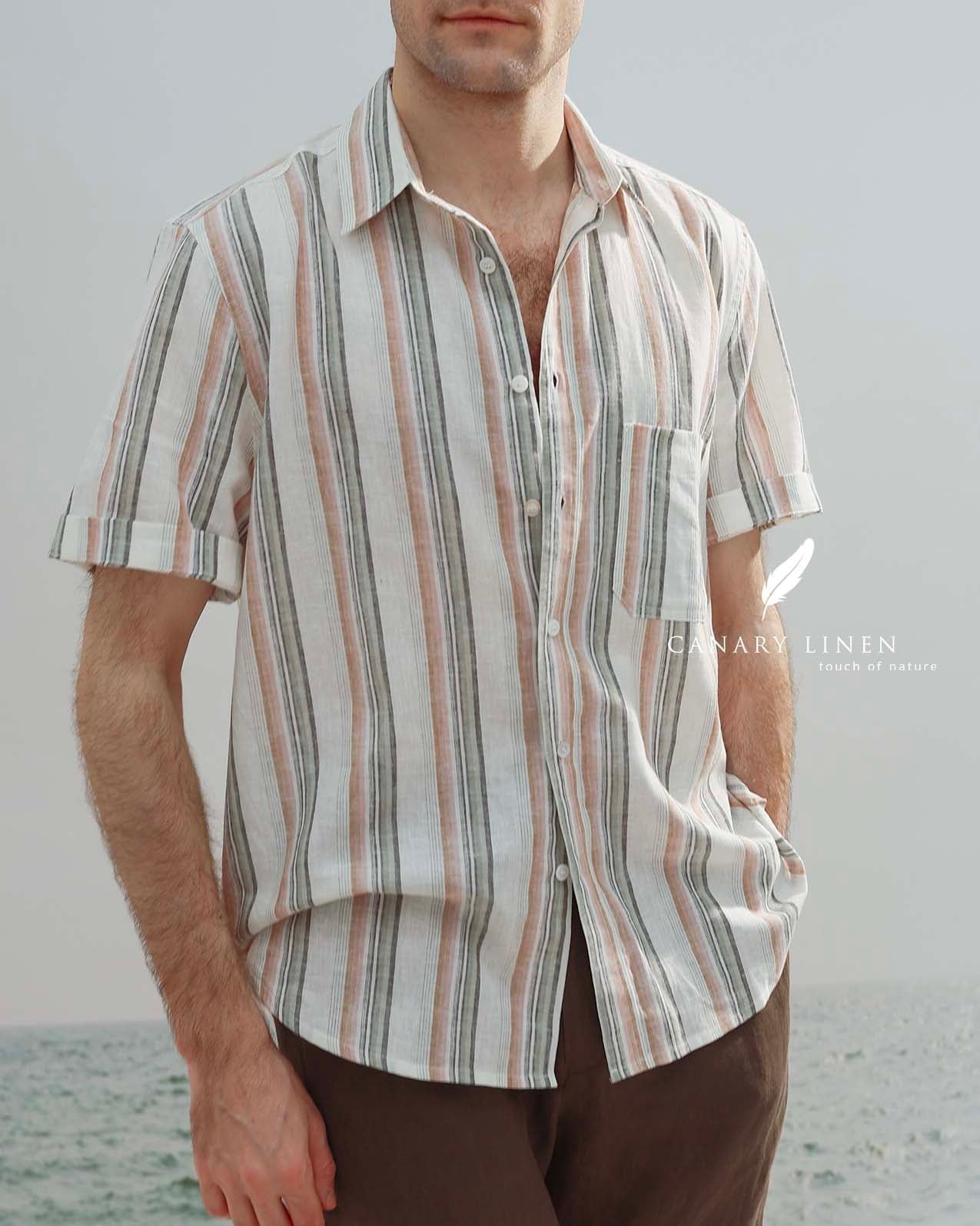  SharpLine Shirt - Sọc hồng xanh 