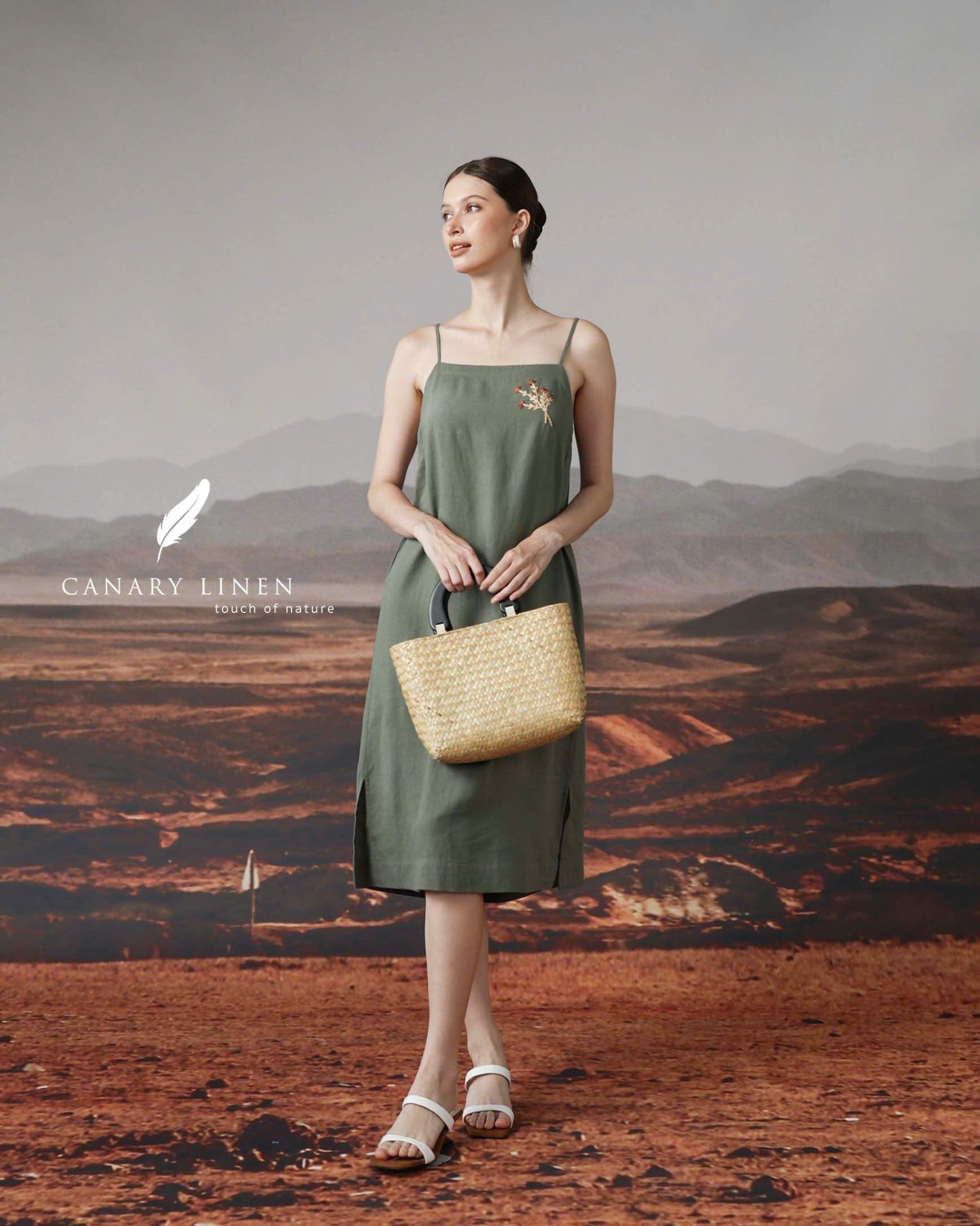  Lavena Dress - Rêu xám 
