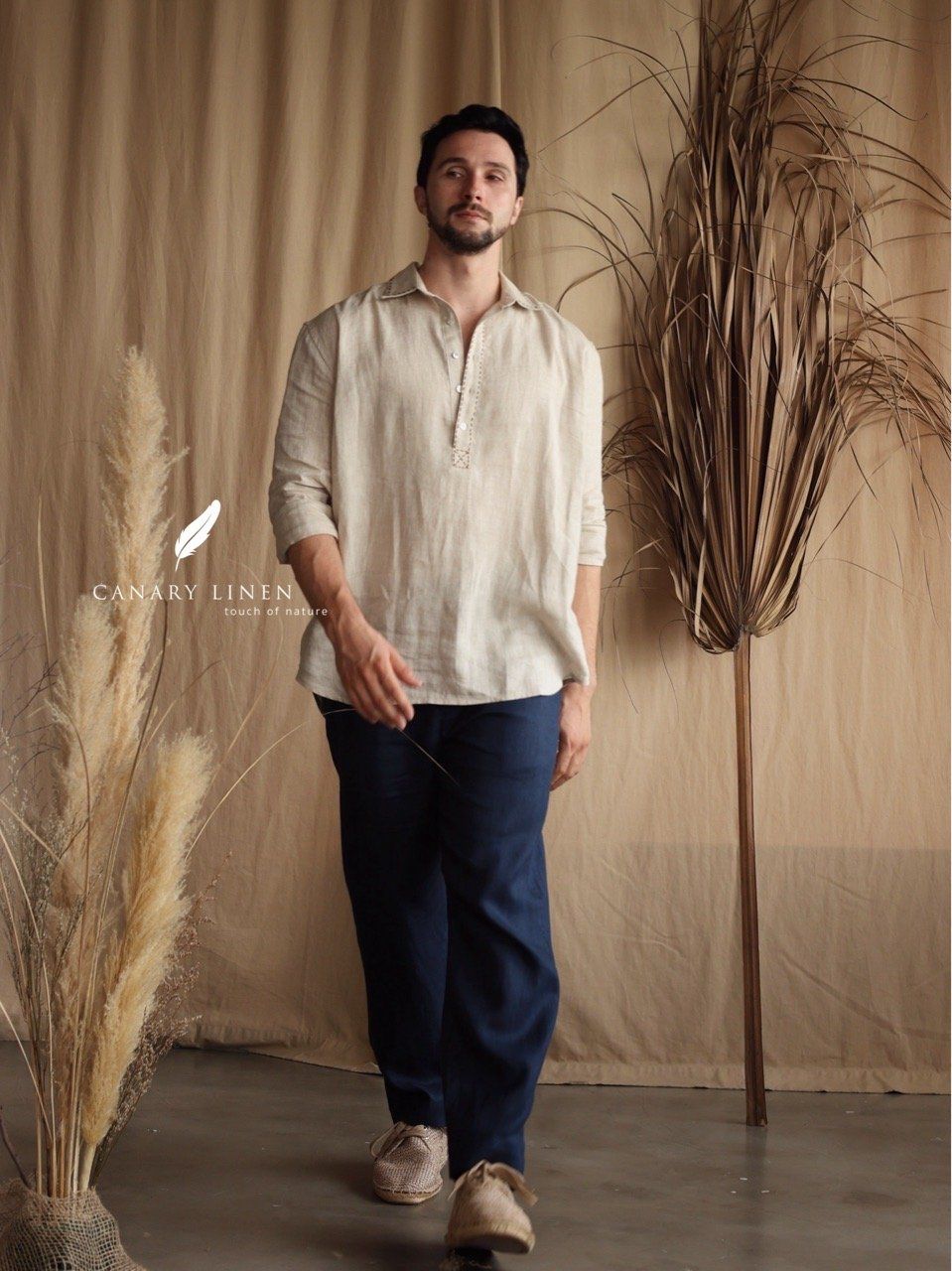  Men's Linen Stride Pants - Xanh Navy 