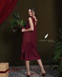  Bloom V Dress - Đỏ mận 