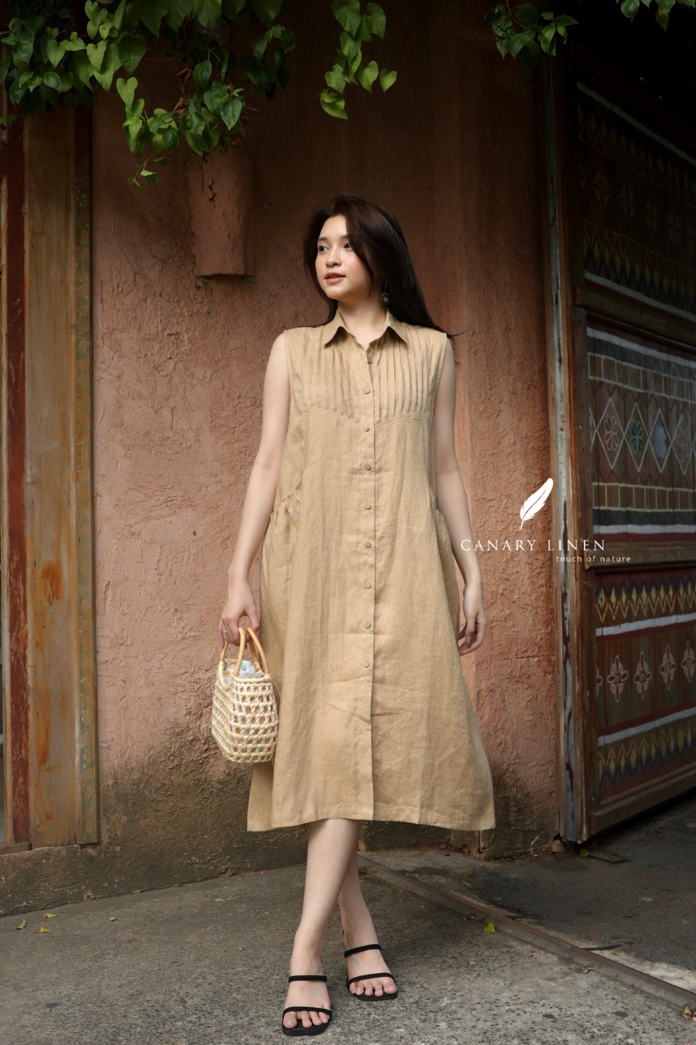  Pleat Dress - Be vàng 