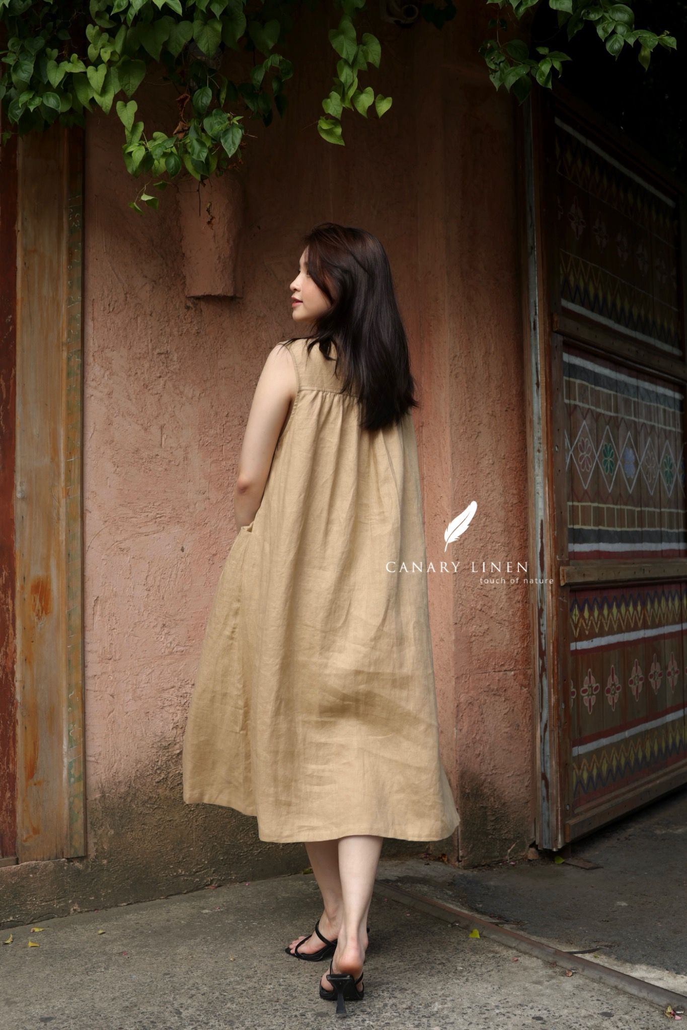  Pleat Dress - Be vàng 