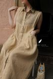  Pleat Dress - Be vàng 
