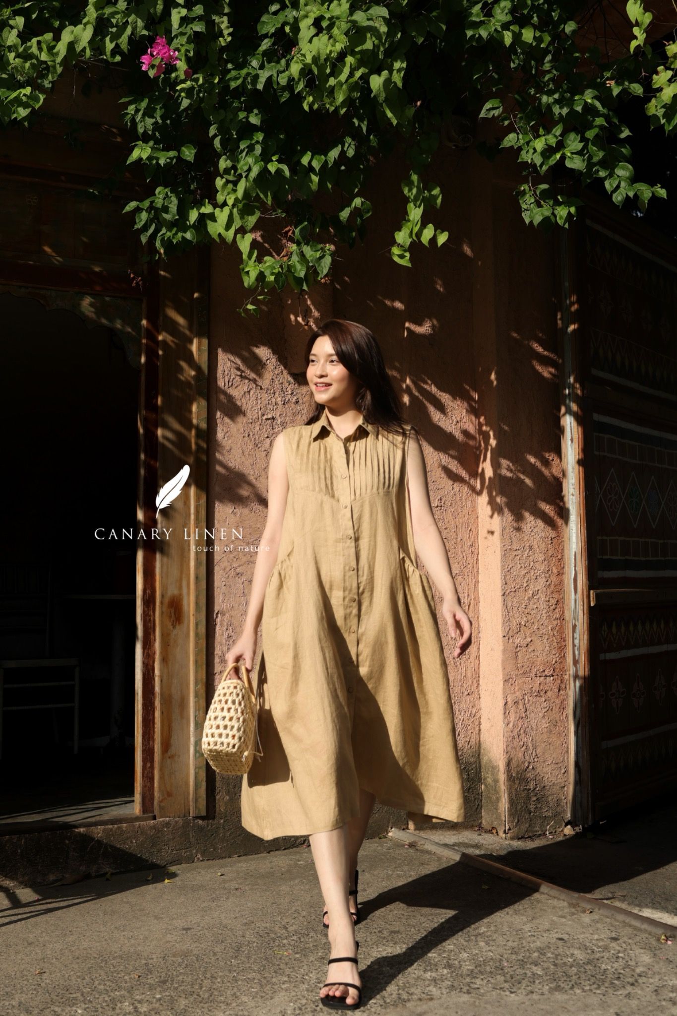  Pleat Dress - Be vàng 
