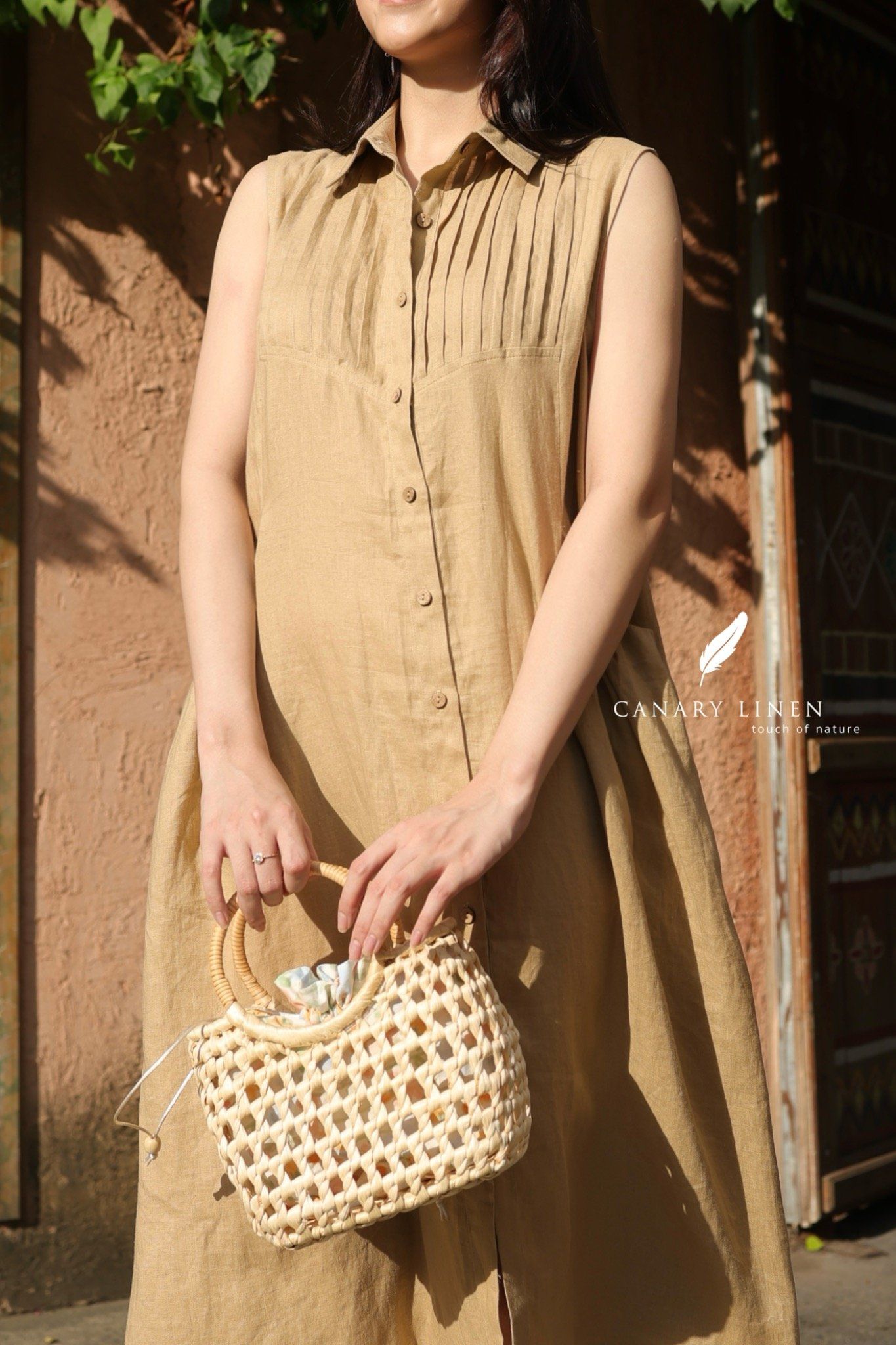  Pleat Dress - Be vàng 