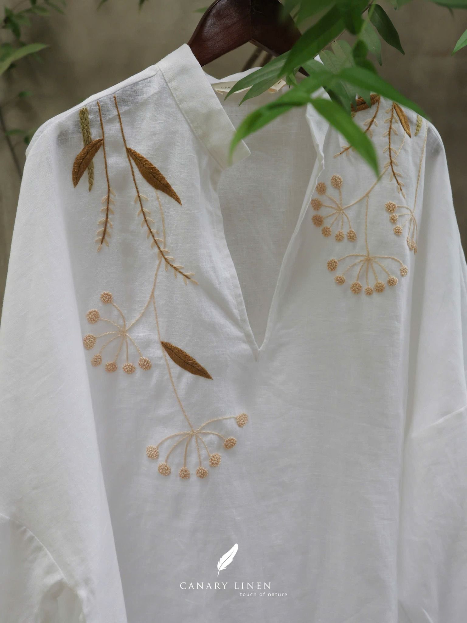  Puffy Shirt - Trắng thêu 