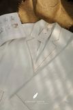  Eira Blazer - Trắng viền nâu nhạt 