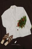  Eira Blazer - Trắng viền nâu nhạt 