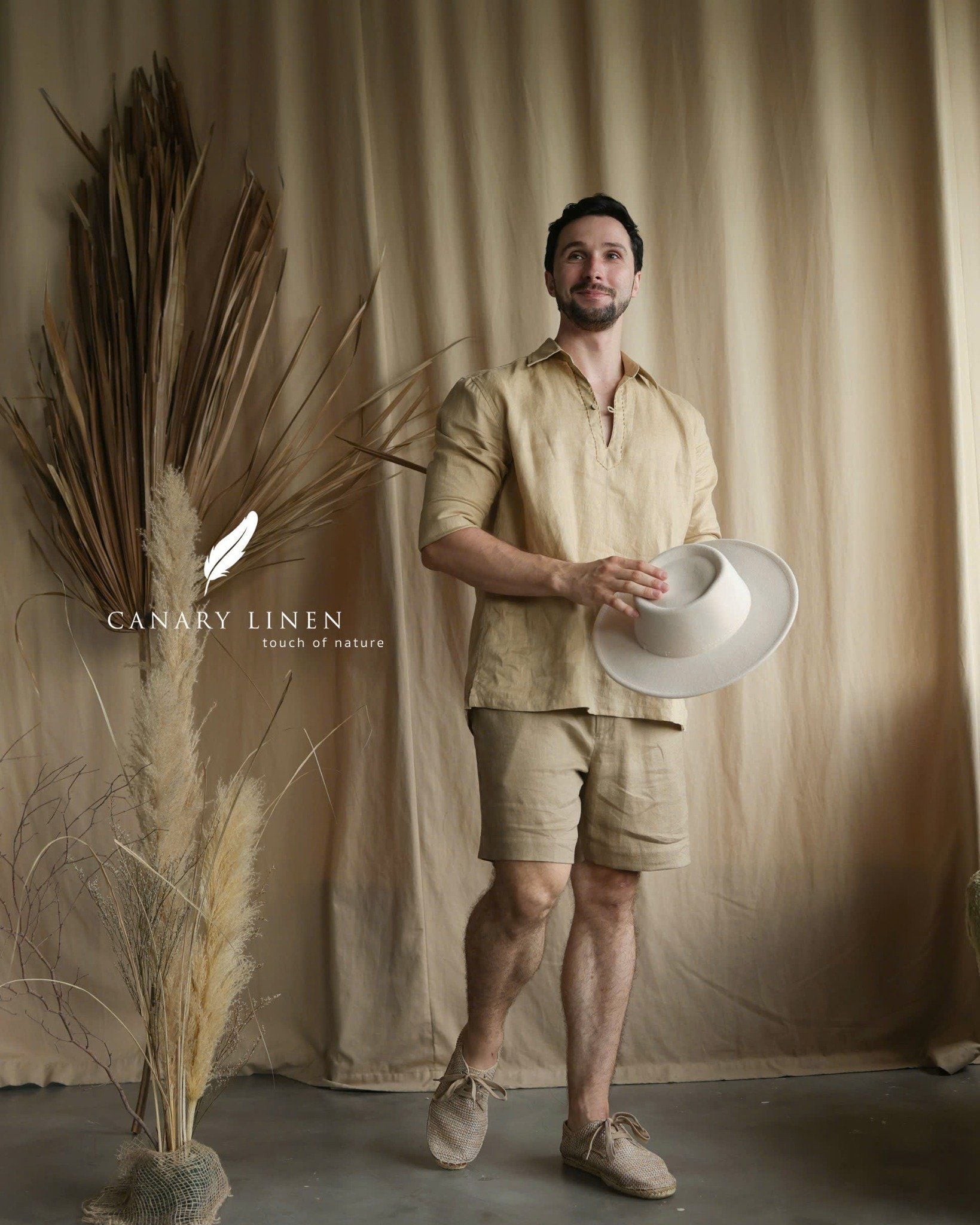  Placket Shirt - Be vàng 