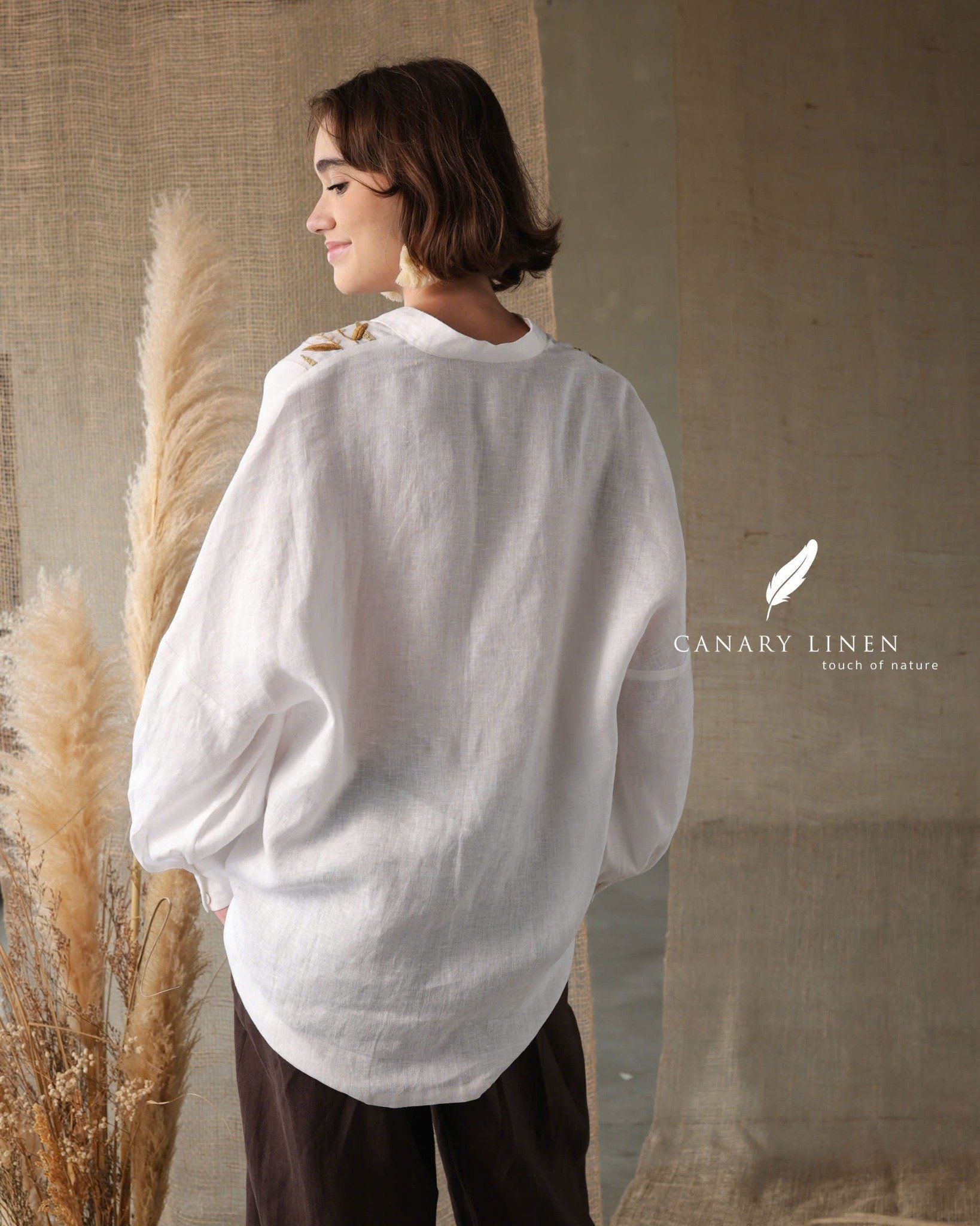  Puffy Shirt - Trắng thêu 