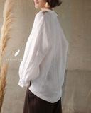  Puffy Shirt - Trắng thêu 