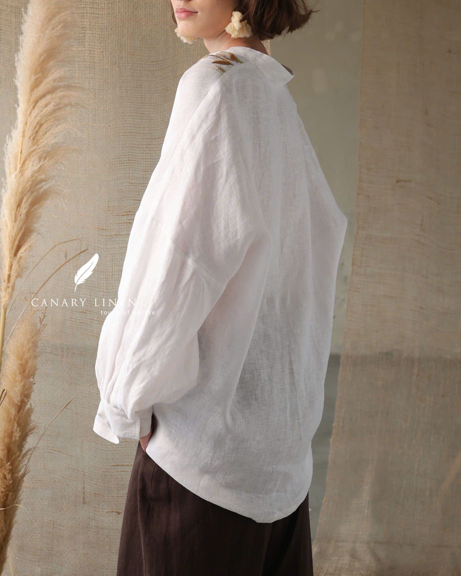  Puffy Shirt - Trắng thêu 