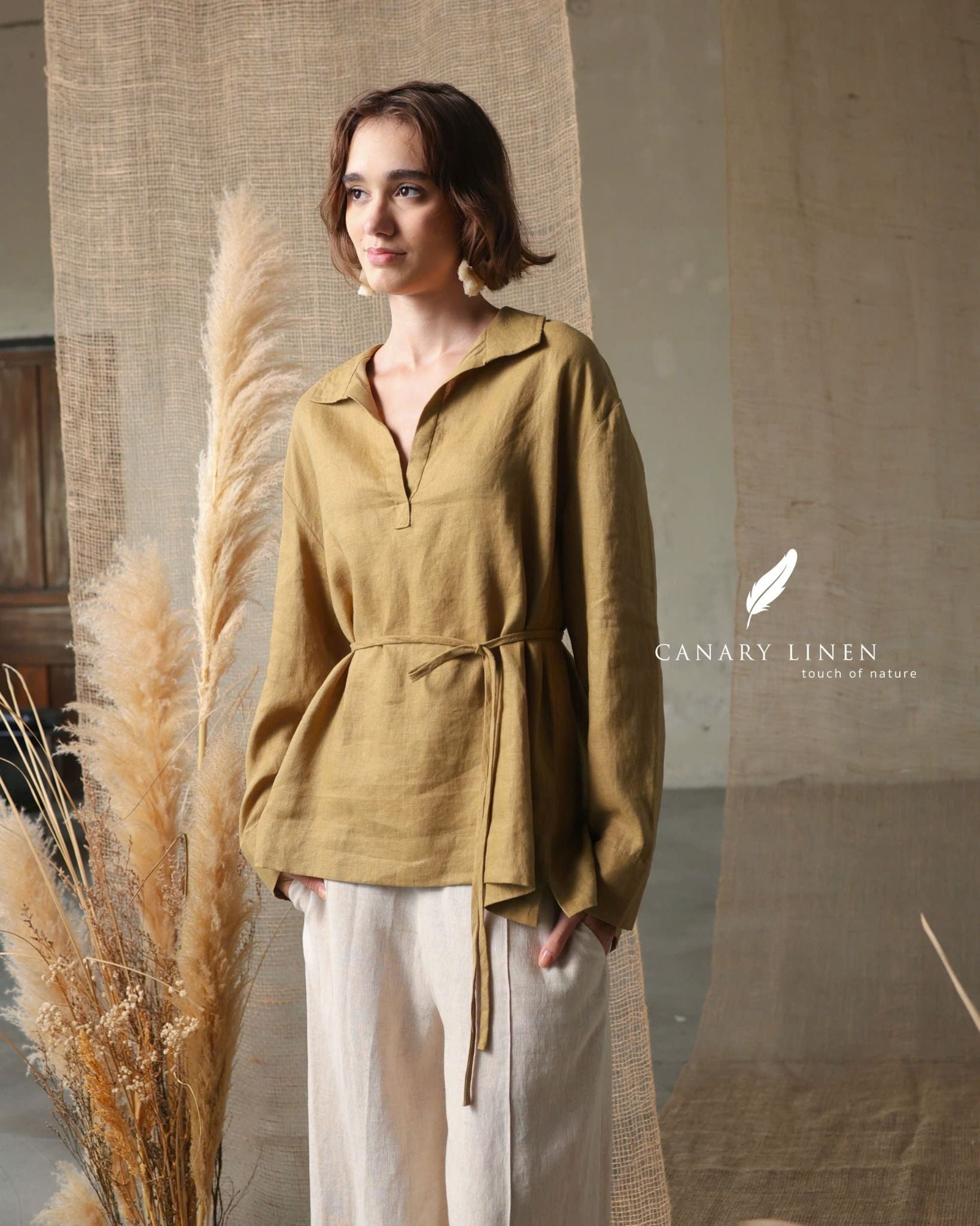  Back Bloom Shirt - Xanh olive 