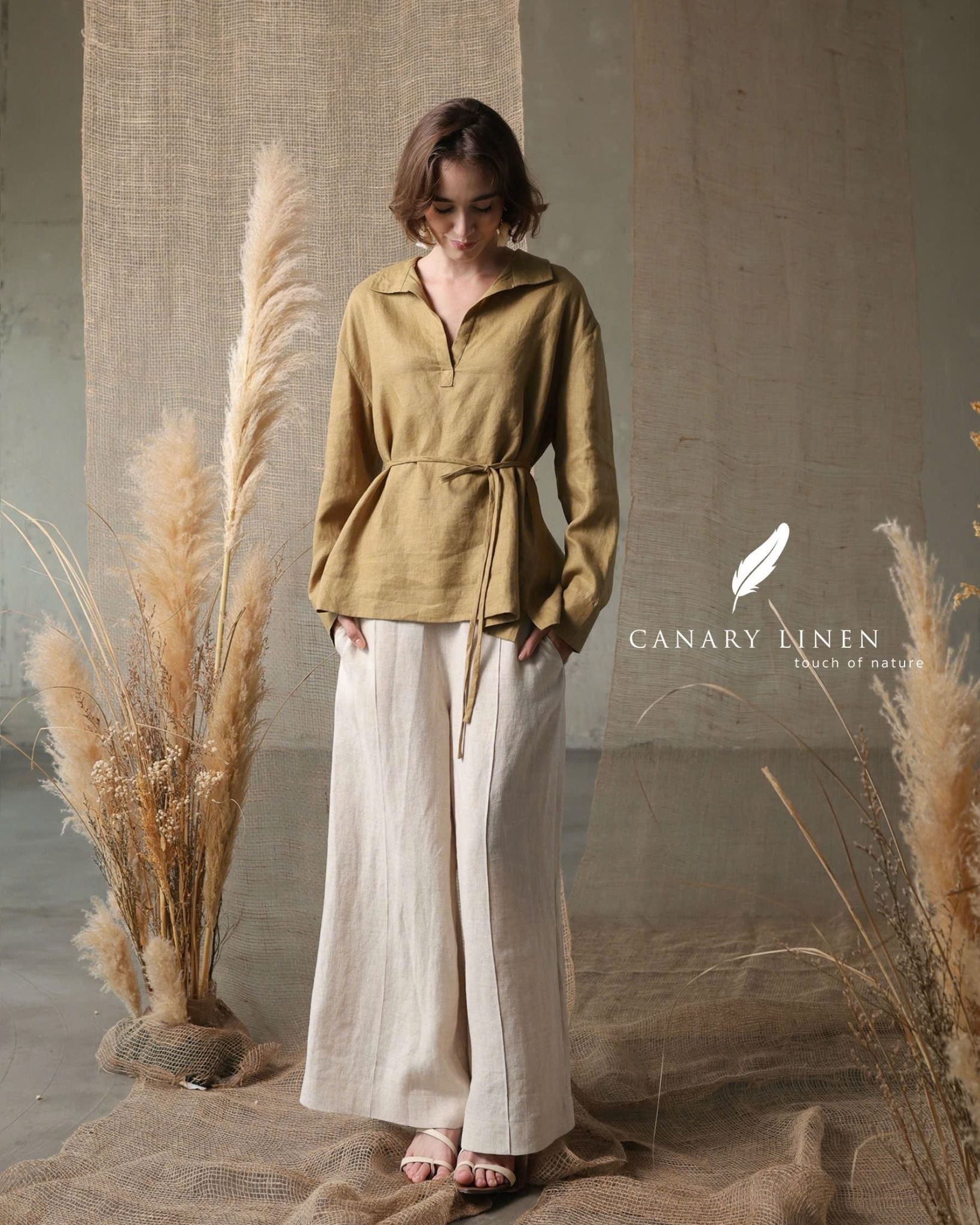  Back Bloom Shirt - Xanh olive 