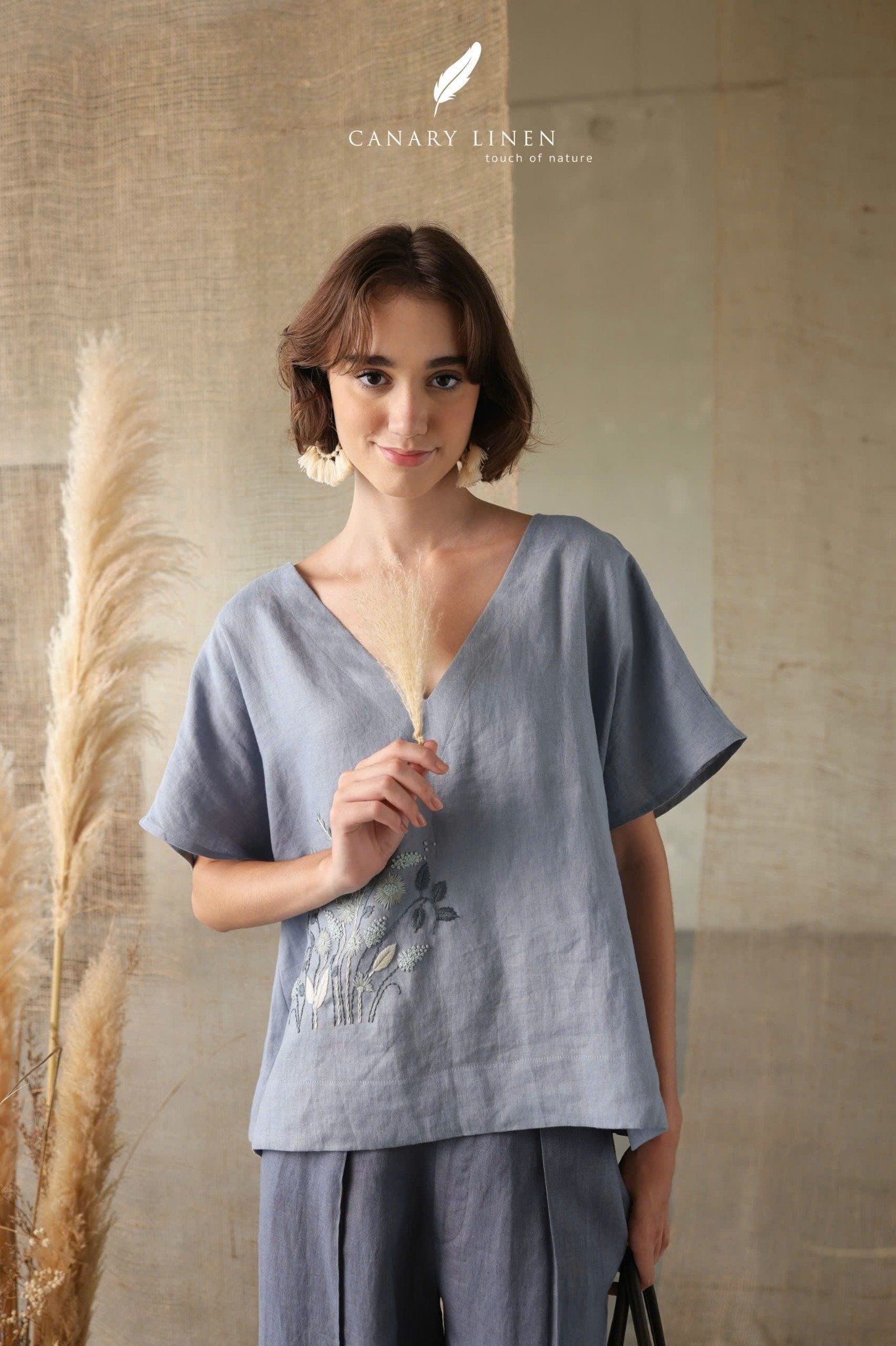  Flora Top - Xanh xám 