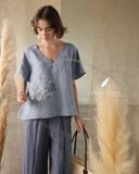  Flora Top - Xanh xám 