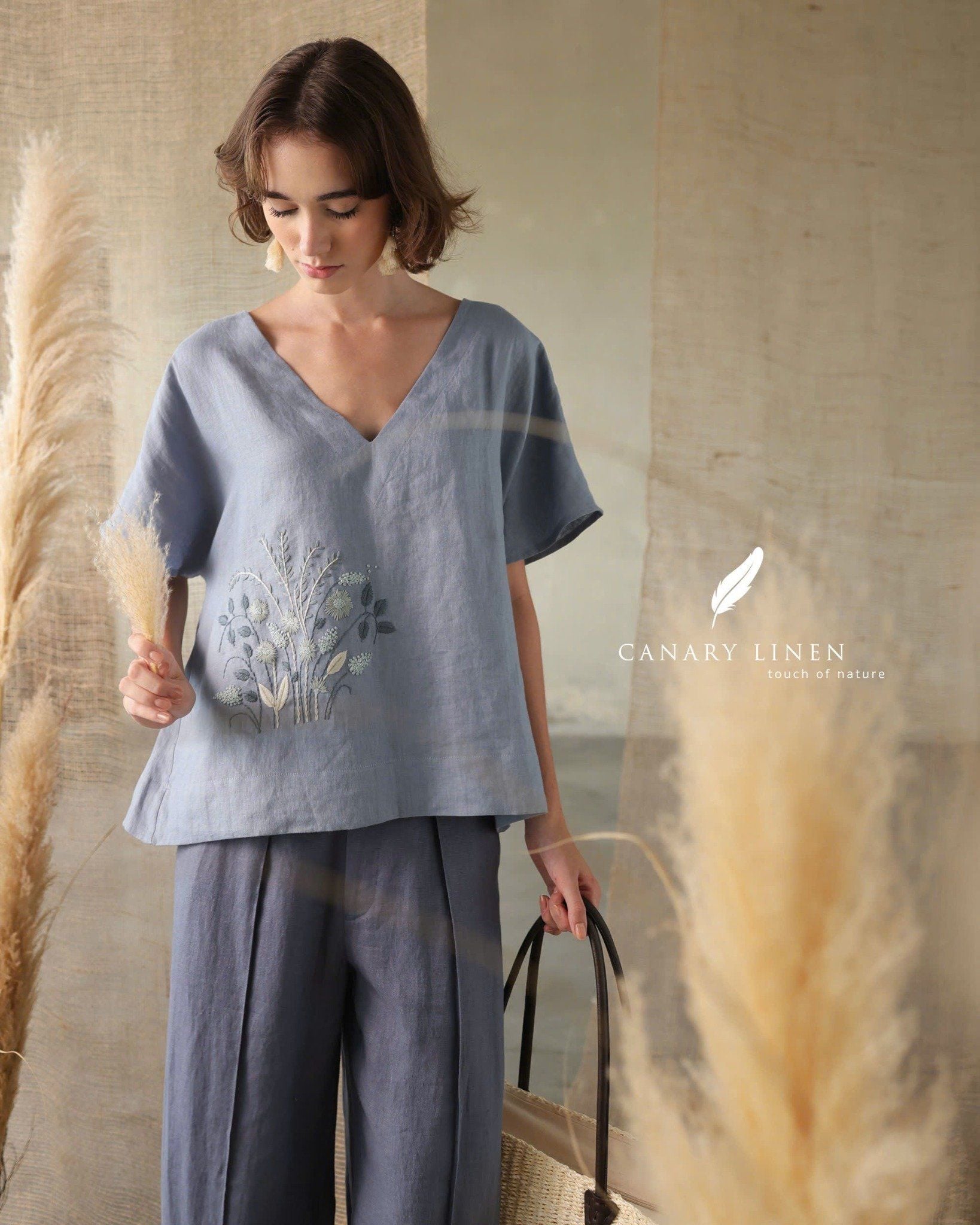  Flora Top - Xanh xám 