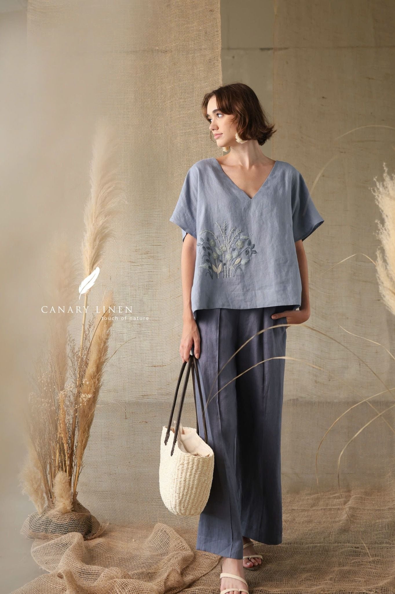  Flora Top - Xanh xám 