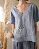  Flora Top - Xanh xám 