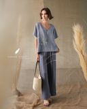  Quần ống suông gân giữa - Xám chì 