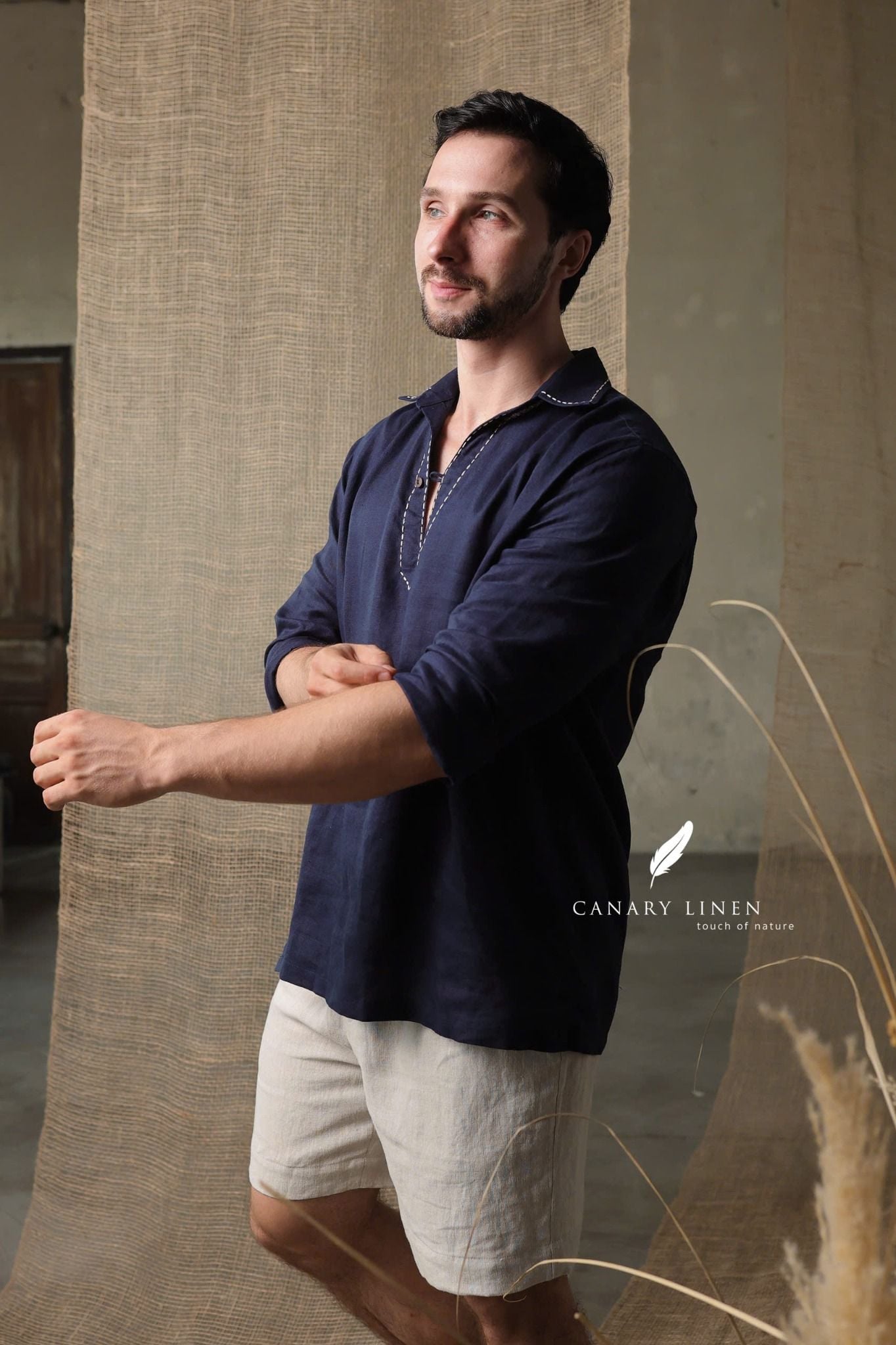  Placket Shirt - Xanh navy 