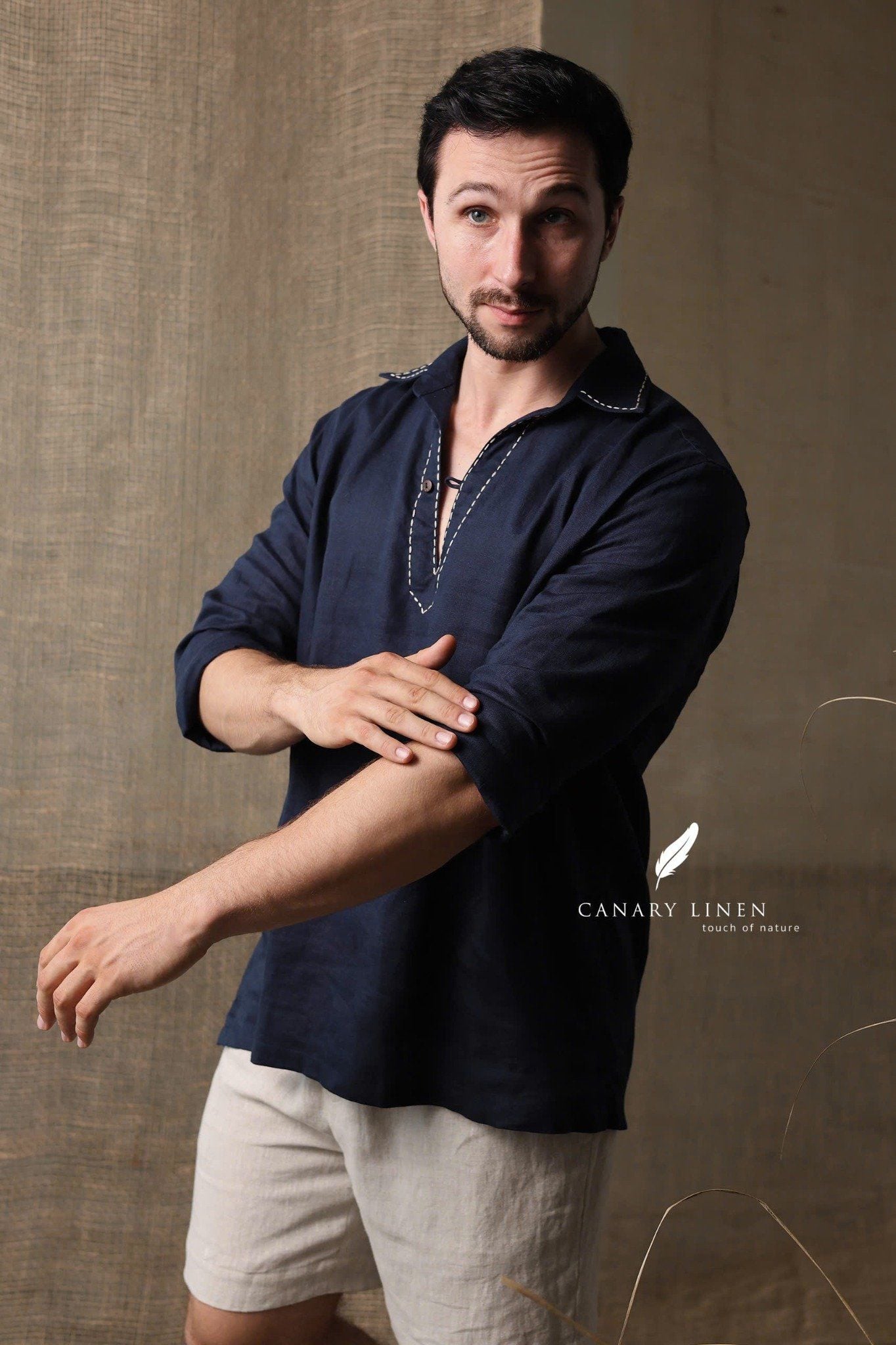  Placket Shirt - Xanh navy 